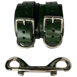 Handcuffs Leather Dark Green with Connector
