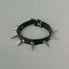 Adjustable buckle leather spiked collar choker in green