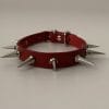 Durable Italian leather BDSM collar with spikes – red choker