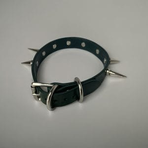 Close-up of Mixed Size Spike Real Leather Collar with Italian leather