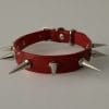 Spiked Collar Women: Close-up of Red Mixed Size Spike Real Leather Collar with Italian leather
