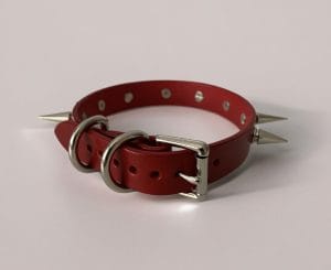 Handmade red spiked BDSM collar in various sizes for women