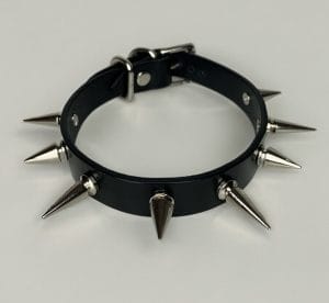 Adjustable spike collar for BDSM enthusiasts made from genuine leather