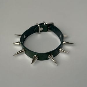 Genuine Italian leather spiked BDSM collar for subs