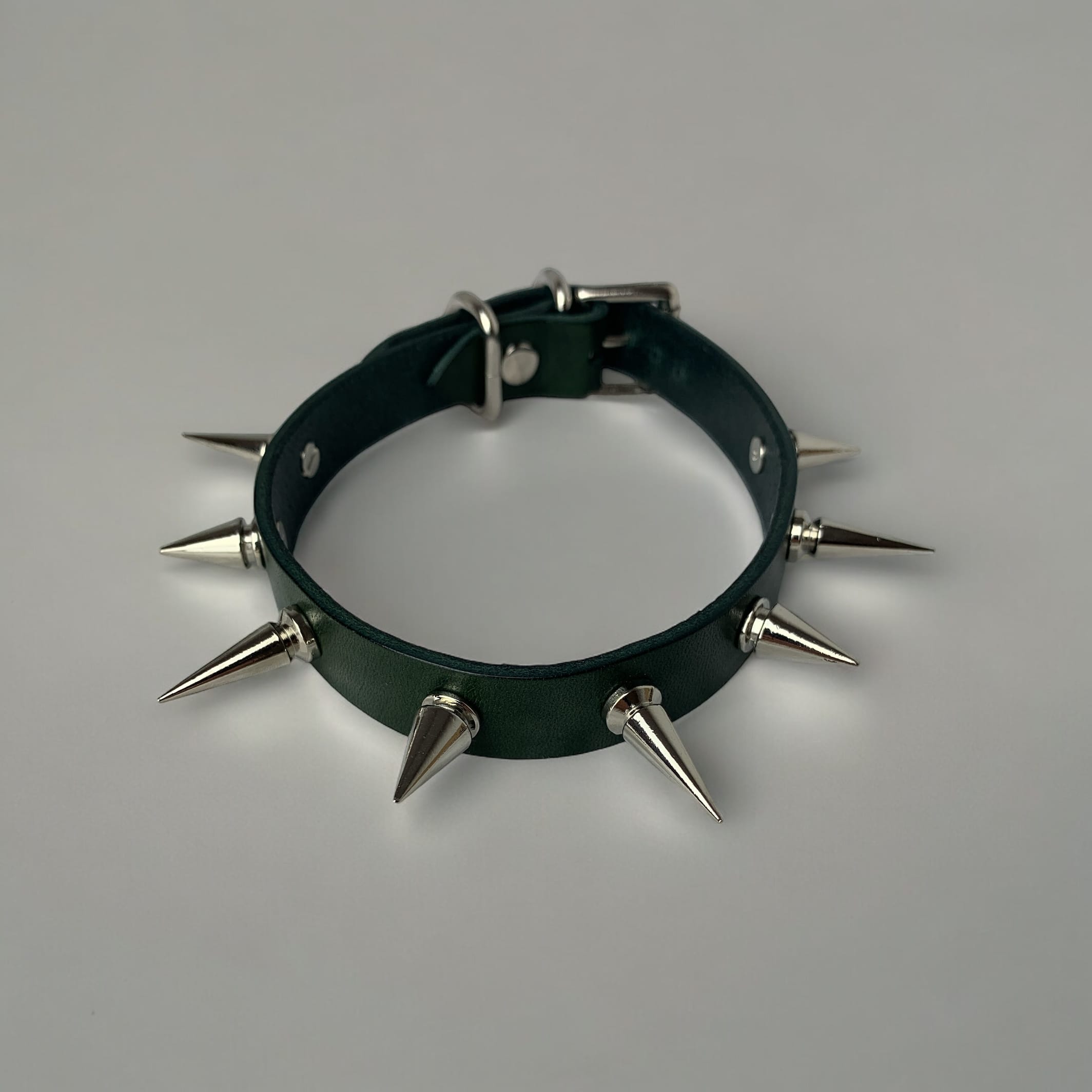 Genuine Italian leather spiked BDSM collar for subs